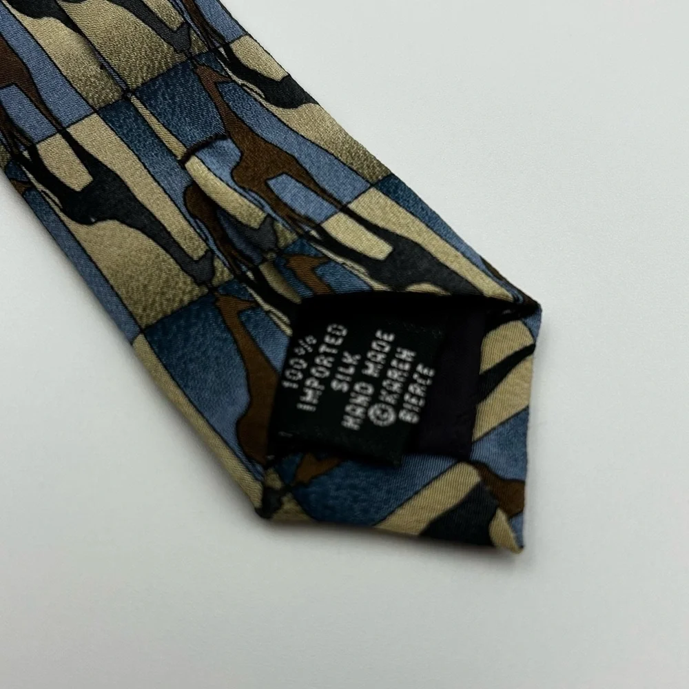 The Nature Conservancy Men's Tie 100% Silk Giraffes Animal Safari Blue Brown